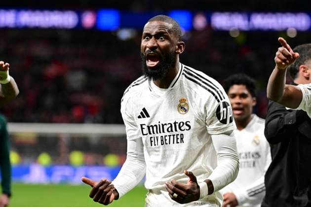 Bilder des Jahres 2025, Sport 03 März Sport Themen der Woche KW11 Sport Bilder des Tages Antonio Ruediger 22 ( Madrid ) feiert den Sieg, Atletico Madrid vs. Real Madrid , Fussball, Champions League, Achtelfinale Rueckspiel, 12.03.2025 Madrid Madrid Spanien *** Antonio Ruediger 22 Madrid celebrates victory, Atletico Madrid vs Real Madrid , Football, Champions League, Round of 16 second leg, 12 03 2025 Madrid Madrid Spain Copyright: xkolbert-press MarcxNiemeyerx