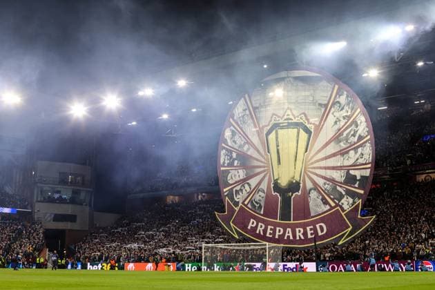Aston Villa v Club Brugge 12 March 2025, Aston - UEFA Champions League, Round of 16, Second Leg - Aston Villa v Club Brugge - A TIFO is unfurled at Villa Park - Photo: Charlotte Wilson Offside. Aston UK Copyright: xCharlottexWilsonx xOffsidexOffside
