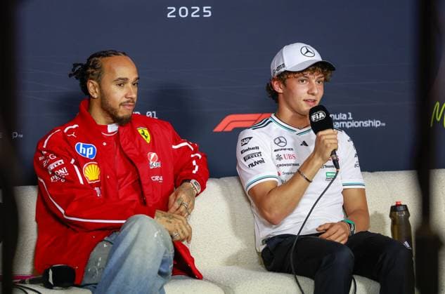 44 Lewis Hamilton (GBR, Scuderia Ferrari HP), 12 Andrea Kimi Antonelli (ITA, Mercedes-AMG Petronas F1 Team), F1 Grand Prix of Australia at Albert Park Grand Prix Circuit on March 13, 2025 in Melbourne, Australia. (Photo by HOCH ZWEI) Melbourne Australia