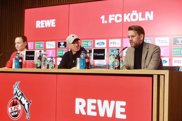 Sport Themen der Woche KW11 Sport Bilder des Tages 1. FC Köln 1. FC Köln, Pressekonferenz zum Heimspiel gegen Darmstadt, von links: Lil Zercher, gerhard Struber, Thomas Kessler (1. FC Köln). 13.03.2025, Bild: