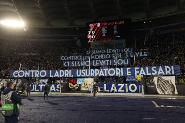 CALCIO - UEFA Europa League - Lazio vs Viktoria Plzen Rome, Italy 13.03.2025: Choreography lazio fans on the stand during the Uefa Europa League 2024-2025, round 16, match between SS Lazio vs Viktoria Plzen at Olympic Stadium in Rome. Rome Italy  Copyright: xIPAxSport ABACAx