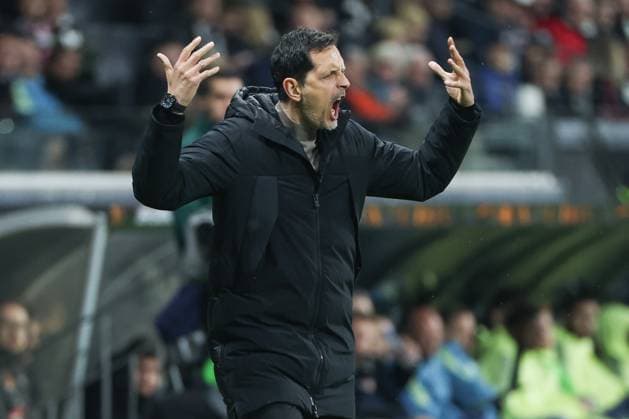 UEFA Europa League - Eintracht Frankfurt - Ajax Amsterdam am 13.03.2025 im Deutsche Bank Park in Frankfurt Trainer Dino Toppmöller Toppmoeller Toppmoller (Frankfurt) gestikuliert