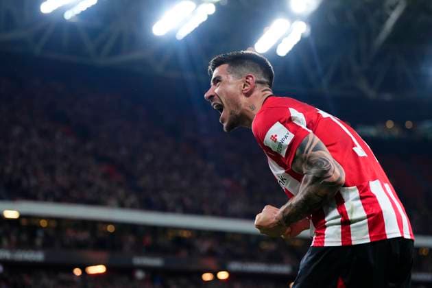 Athletic Club v AS Roma - UEFA Europa League 2024 25 Round of 16 Second Leg Yuri Berchiche left-back of Athletic Club and Spain celebrates after scoring his sides first goal during the UEFA Europa League 2024 25 Round of 16 Second Leg match between Athletic Club and AS Roma at Estadio de San Mames on March 13, 2025 in Bilbao, Spain. Bilbao Basque Country Spain  Copyright: xJosexBretonx originalFilename:bretonhernandez-athletic250313_npTpn.jpg