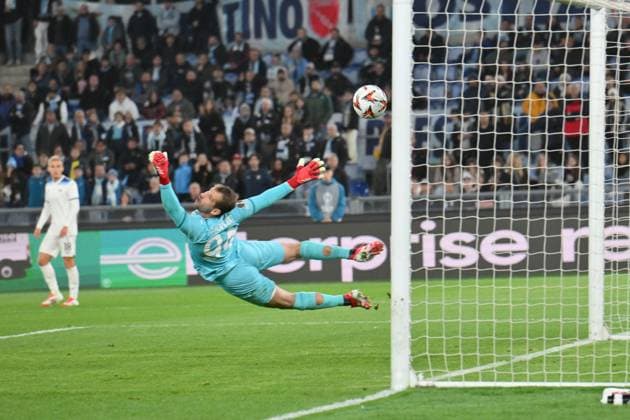 Foto IPP Roberto Ramaccia Roma 13 3 2025 Calcio Uefa Europa League Ottavi di Finale-ritorno 2024 2025 Lazio vs Victoria Plzen Nella foto Pavel Sulc Segna il gol del 0-1 Italy Photo Press - World Copyright Roma italy Italia ITALY  Copyright: xR4924_italyphotopressx