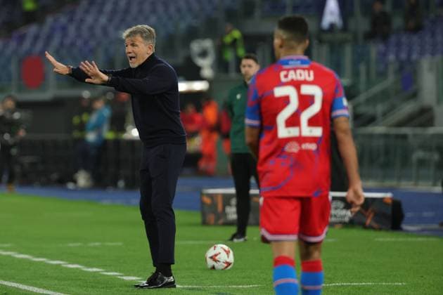 13th March 2025, Stadio Olimpico, Rome, Italy; UEFA Europa League Last 16, Second Leg, Football; Lazio versus Viktoria Plzen; Marco Baroni head coach of SS Lazio  ActionPlus12759758 EmanuelexPennacchio