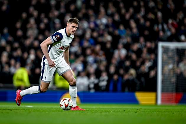 Tottenham Hotspur defender Mickey van de Ven, during the match Tottenham Hotspur - AZ at the Tottenham Hotspur Stadium for the UEFA Europa League - Round of 16 - 2nd Leg season 2024-2025 in LONDON, Great Britain on 13 march 2025, (photo by Stefan Koops EYE4images DeFodi Images)