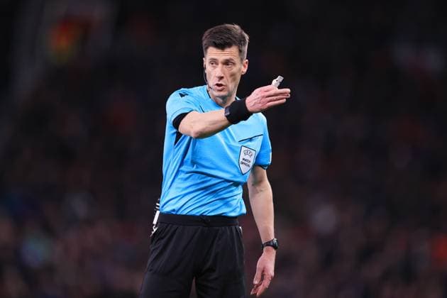Football - UEFA Champions League - Round of 16 (2nd Leg) - Manchester United, ManU v Real Sociedad 13th March 2025 - UEFA Europa League - Round of 16 (2nd Leg) - Manchester United v Real Sociedad - Referee Benoit Bastien - Photo: Simon Stacpoole Offside. Manchester UK Copyright: xSimonxStacpoolexOffside