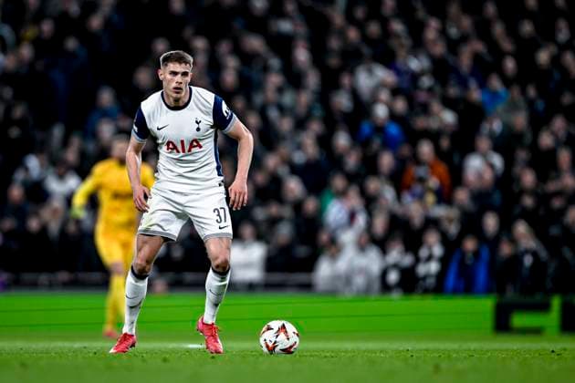 Tottenham Hotspur defender Mickey van de Ven, during the match Tottenham Hotspur - AZ at the Tottenham Hotspur Stadium for the UEFA Europa League - Round of 16 - 2nd Leg season 2024-2025 in LONDON, Great Britain on 13 march 2025, (photo by Stefan Koops EYE4images DeFodi Images)