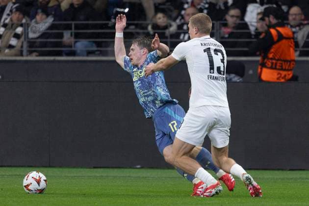 RECORD DATE NOT STATED UEFA Europa League: Eintracht Frankfurt - Ajax Amsterdam, 13.03.2025 Oliver Edvardsen (Ajax Amsterdam 17) & Rasmus Kristensen (Eintracht Frankfurt 13), Eintracht Frankfurt - Ajax Amsterdam, Frankfurt, Deutsche Bank Park, 13.3.2025 Copyright: xBEAUTIFULxSPORTS Gawlikx