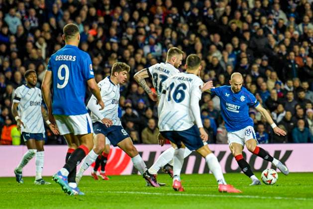 Rangers v Fenerbahce S.K. UEFA Europa League Vaclav Cerny of Rangers shoots during the UEFA Europa League Round of 16 Second Leg match at Ibrox Stadium, Glasgow UK Newspapers OUT Copyright: xJamiexJohnstonx FIL-21576-0011