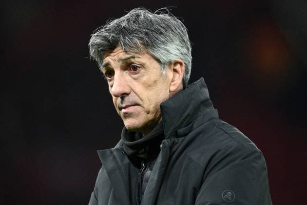 UEFA Europa League Last 16 Manchester United, ManU v Real Sociedad A dejected Imanol Alguacil Manager of Real Sociedad after losing 4-1 during the UEFA Europa League Last 16 match Manchester United vs Real Sociedad at Old Trafford, Manchester, United Kingdom, 13th March 2025 (Photo by Craig Thomas News Images) Manchester Old Trafford Greater Manchester United Kingdom Copyright: xCraigxThomas NewsxImagesx