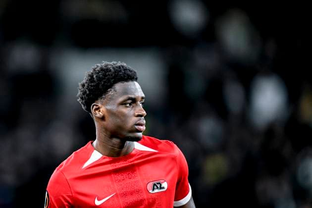 AZ Alkmaar forwarder Ernest Poku, during the match Tottenham Hotspur - AZ at the Tottenham Hotspur Stadium for the UEFA Europa League - Round of 16 - 2nd Leg season 2024-2025 in LONDON, Great Britain on 13 march 2025, (photo by Stefan Koops EYE4images DeFodi Images)