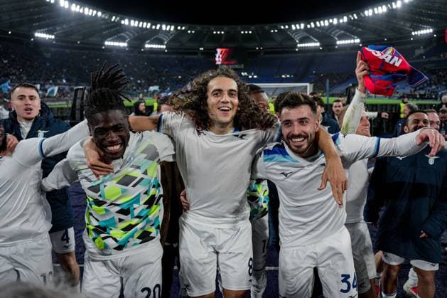 CALCIO - UEFA Europa League - Lazio vs Viktoria Plzen Loum Tchaouna of SS Lazio and Matteo Guendouzi of SS Lazio and Mario Gila of SS LAZIO during Lazio vs Viktoria Plzen, Football Europa League match in Rome, Italy, March 13 2025 Rome Italy  Copyright: xIPAxSport ABACAx