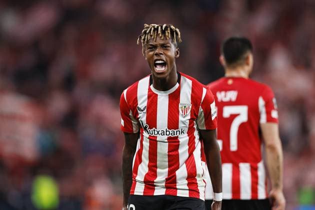 Nico Williams (Bilbao), MARCH 13, 2025 - Football Soccer : Nico Williams celebrate after his goal during UEFA Europa League Round of 16 2nd leg match between Athletic Club de Bilbao 3-1 AS Roma at the Estadio San Mames in Bilbao, Spain. Noxthirdxpartyxsales  (284703870)