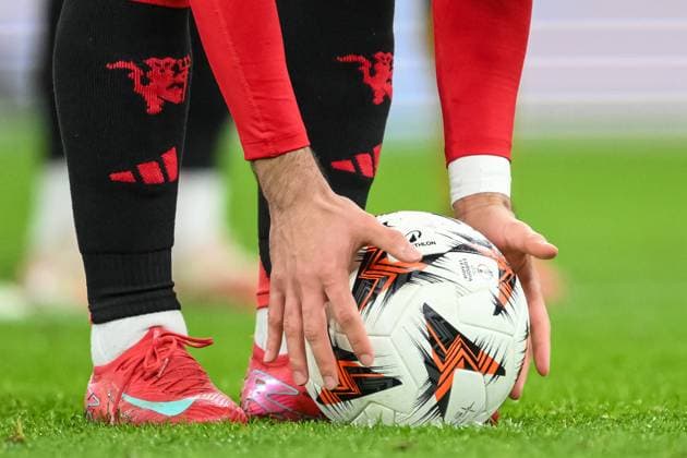 UEFA Europa League Last 16 Manchester United, ManU v Real Sociedad Bruno Fernandes of Manchester United places the ball on the penalty spot during the UEFA Europa League Last 16 match Manchester United vs Real Sociedad at Old Trafford, Manchester, United Kingdom, 13th March 2025 (Photo by Craig Thomas News Images) Copyright: xCraigxThomas NewsxImagesx
