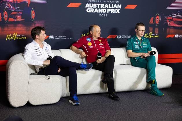 F1 - AUSTRALIAN GRAND PRIX 2025 VOWLES James, Team Principal of Williams Racing, portrait VASSEUR FrÃ dÃ ric (fra), Team Principal & General Manager of the Scuderia Ferrari, portrait COWELL Andy (gbr), Team Principal and CEO of Aston Martin F1 Team, portrait press conference, PK, Pressekonferenz during the Formula 1 Louis Vuitton Australian Grand Prix 2025, 1st round of the 2025 FIA Formula One World Championship, WM, Weltmeisterschaft from March 14 to 16, 2025 on the Albert Park Grand Prix Circuit, in Melbourne, Australia -  Copyright: xJoaoxFilipex