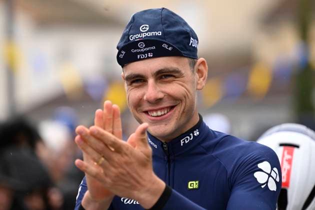 Paris - Nice 2025 - stage 6 BERRE L ETANG, FRANCE - MARCH 14 : Jacobs Johan (SUI) of Groupama - Fdj during stage 6 of the 83th edition of the Paris - Nice cycling race, a stage of 209,8km with start in Saint-Julien-en-Saint-Alban and finish in Berre L Etang on March 14, 2025 in Berre L Etang, France, 14 03 2025 ( Motordriver Kenny Verfaillie - Berre L Etang France  Copyright: xNicoxVereeckenx