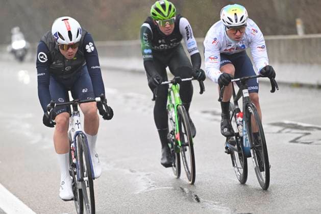 Paris - Nice 2025 - stage 6 BERRE L ETANG, FRANCE - MARCH 14 : Otruba Jakub (CZE) of Caja Rural - Seguros Rga, Cavagna Remi (FRA) of Groupama - Fdj, Gachignard Thomas (FRA) of Team Totalenergies during stage 6 of the 83th edition of the Paris - Nice cycling race, a stage of 209,8km with start in Saint-Julien-en-Saint-Alban and finish in Berre L Etang on March 14, 2025 in Berre L Etang, France, 14 03 2025 ( Motordriver Kenny Verfaillie - Berre L Etang France  Copyright: xNicoxVereeckenx
