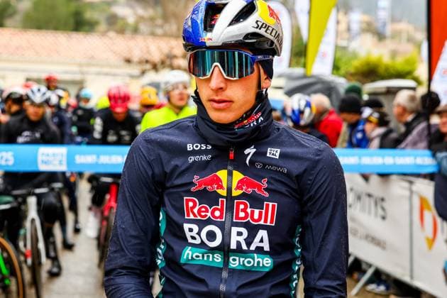 German Florian Lipowitz of RedBull-BORA-hansgrohe pictured during the start of stage six of the 83th edition of the Paris-Nice cycling race, 209,8 km from Saint-Julien-en-Saint-Alban to Berre l Etang, France, Friday 14 March 2025. DAVIDxPINTENS  x114929185x