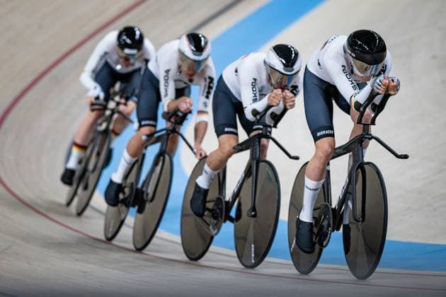 Germany: UCI Track cycling, Rad, Radsport, Bahnrad, Bahn Nations Cup Konya 2025 GROß Felix - HEINRICH Nicolas - KEßLER Bruno - BRIESE Max-David ( GER ) Germany Querformat - quer - horizontal - Landscape - Event Veranstaltung: UCI Track Cycling Nations Cup 2025 - Category Kategorie: Cycling - Track Cycling Nations Cup - Elite Men - Location Ort: Asia - Turkey - Konya - Velodrom Konya - Discipline: Team Pursuit - Distance: 4000 m - Date Datum: 14.03.2025 Friday Day 1 -