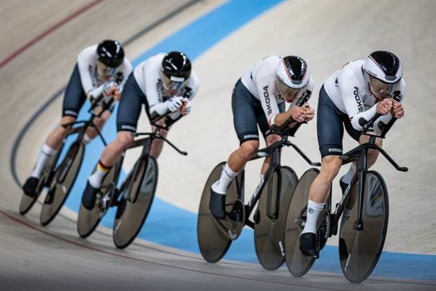 Germany: UCI Track cycling, Rad, Radsport, Bahnrad, Bahn Nations Cup Konya 2025 GROß Felix - HEINRICH Nicolas - KEßLER Bruno - BRIESE Max-David ( GER ) Germany Querformat - quer - horizontal - Landscape - Event Veranstaltung: UCI Track Cycling Nations Cup 2025 - Category Kategorie: Cycling - Track Cycling Nations Cup - Elite Men - Location Ort: Asia - Turkey - Konya - Velodrom Konya - Discipline: Team Pursuit - Distance: 4000 m - Date Datum: 14.03.2025 Friday Day 1 -