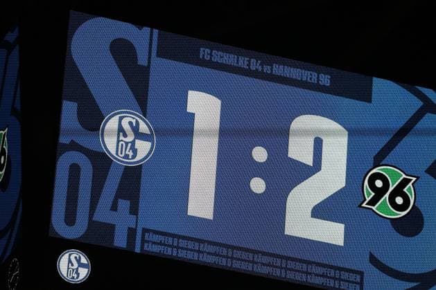 Der Videowürfel zeigt den Endstand an beim Spiel der 2. BL (Saison 2024 25) FC Schalke 04 - Hannover 96 Copyright: Thomas Pakusch