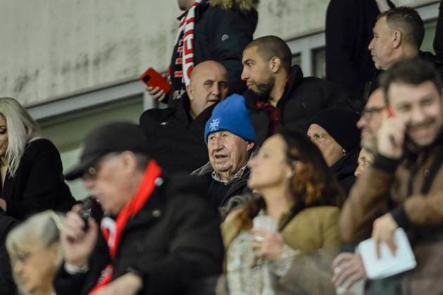FOOTBALL : OGC Nice vs AJ Auxerre - ligue 1 - 14 3 25 Guy Roux during the during the French L1 football match between OGC Nice and AJ Auxerre at Allianz Riviera Stadium of Nice, south France, on March 14, 2025. NICEFrance  Copyright: xfredxDIDES psnewzx