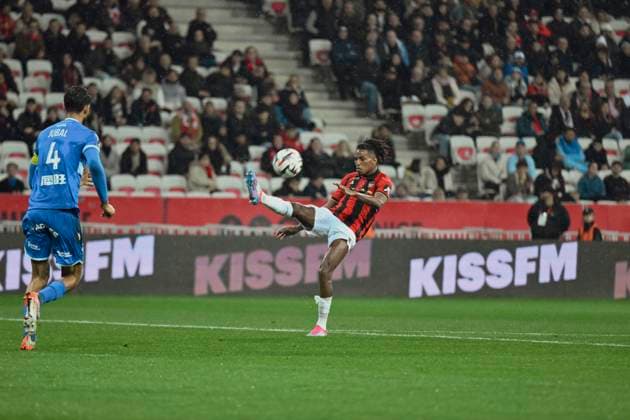 FOOTBALL : OGC Nice vs AJ Auxerre - ligue 1 - 14 3 25 Nice™s midfielder 6 Hicham Boudaoui during the during the French L1 football match between OGC Nice and AJ Auxerre at Allianz Riviera Stadium of Nice, south France, on March 14, 2025. NICEFrance  Copyright: xfredxDIDES psnewzx
