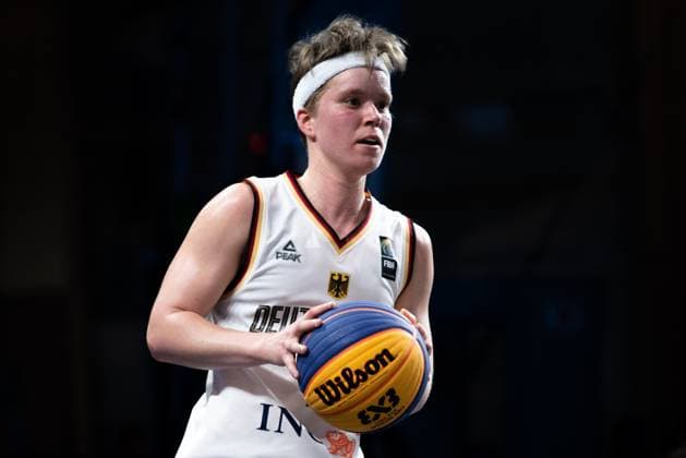 March 14, 2025, Bangkok, Thailand: Pauline Marie Mayer of Germany seen in action during the women s FIBA Basketball 3x3 Champions Cup 2025 match between Germany and Canada at Central World. Final score; Germany 10 : 14 Canada. Bangkok Thailand - ZUMAs197 20250314_aaa_s197_318 Copyright: xPeeraponxBoonyakiatx