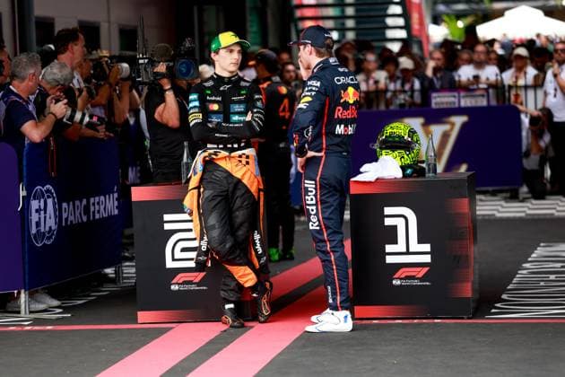 81 Oscar Piastri (AUS, McLaren F1 Team), 1 Max Verstappen (NLD, Oracle Red Bull Racing), F1 Grand Prix of Australia at Albert Park Grand Prix Circuit on March 15, 2025 in Melbourne, Australia. (Photo by HOCH ZWEI) Melbourne Australia