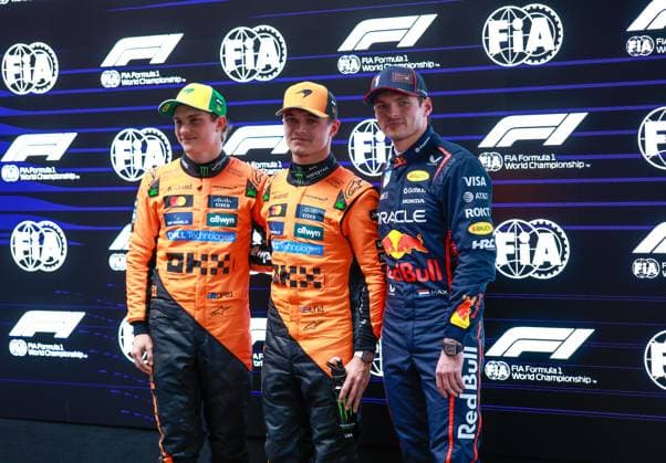 81 Oscar Piastri (AUS, McLaren F1 Team), 4 Lando Norris (GBR, McLaren F1 Team), 1 Max Verstappen (NLD, Oracle Red Bull Racing), F1 Grand Prix of Australia at Albert Park Grand Prix Circuit on March 15, 2025 in Melbourne, Australia. (Photo by HOCH ZWEI) Melbourne Australia