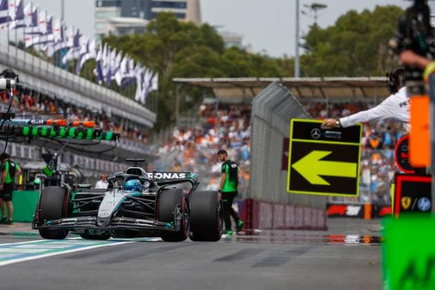 63 George Russell (GBR, Mercedes-AMG Petronas F1 Team), F1 Grand Prix of Australia at Albert Park Grand Prix Circuit on March 15, 2025 in Melbourne, Australia. (Photo by HOCH ZWEI) Melbourne Australia