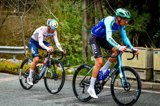 French Bruno Armirail of Decathlon AG2R La Mondiale Team pictured in action during stage seven of the 83th edition of the Paris-Nice cycling race, 147,8 km from Nice to Auron, France, Saturday 15 March 2025. DAVIDxPINTENS  x114998503x