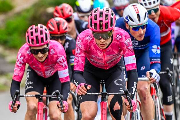 Paris - Nice 2025 - stage 7 AURON, FRANCE - MARCH 15 : Steinhauser Georg (GER) of Ef Education - Easypost, Powless Neilson (USA) of Ef Education - Easypost in the escape pack during stage 7 of the 83th edition of the Paris - Nice cycling race, a stage of 109,3km with start in Nice and finish at Auron on March 15, 2025 in Auron, France, 15 03 2025 ( Motordriver Kenny Verfaillie - Auron France  Copyright: xNicoxVereeckenx
