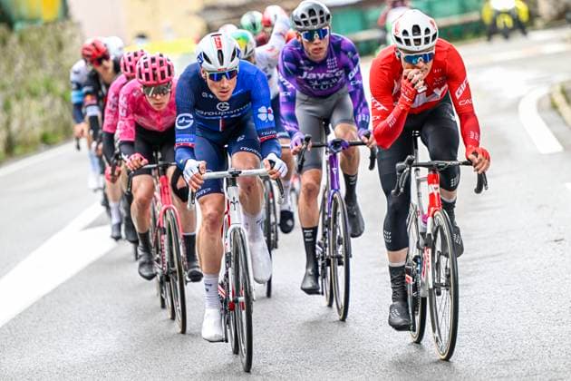 Paris - Nice 2025 - stage 7 AURON, FRANCE - MARCH 15 : Kung Stefan (SUI) of Groupama - Fdj and Schmid Mauro (SUI) of Team Jayco Alula leading the escape pack during stage 7 of the 83th edition of the Paris - Nice cycling race, a stage of 109,3km with start in Nice and finish at Auron on March 15, 2025 in Auron, France, 15 03 2025 ( Motordriver Kenny Verfaillie - Auron France  Copyright: xNicoxVereeckenx