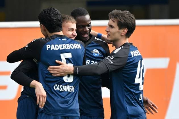 Paderborn, Home Deluxe Arena, 15.03.25, GER, Herren, 2.Bundesliga, Saison 2024-2025, SC Paderborn 07 - 1.FC Kaiserslautern Bild: Filip BILBIJA (Paderborn) jubelt nach seinem Tor zum 3:0 Only for editorial use! DFL regulations prohibit any use of photographs as image sequences and or quasi-video. NRW Deutschland