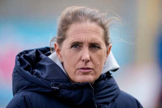 Britta Carlson (Trainerin, Cheftrainerin, 1. FC Köln), Einzelbild, Einzelfoto, Aktion, Action, Porträt, Portrait, 15.03.2025, Sinsheim (Hoffenheim) (Deutschland), Fussball, Google Pixel Frauen-Bundesliga, TSG 1899 Hoffenheim - 1. FC Köln, DFB DFL REGULATIONS PROHIBIT ANY USE OF PHOTOGRAPHS AS IMAGE SEQUENCES AND OR QUASI-VIDEO.