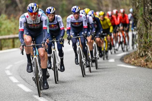 Paris - Nice 2025 - stage 7 AURON, FRANCE - MARCH 15 : Rider of Red Bull - Bora - Hansgrohe in action during stage 7 of the 83th edition of the Paris - Nice cycling race, a stage of 109,3km with start in Nice and finish at Auron on March 15, 2025 in Auron, France, 15 03 2025 ( Motordriver Kenny Verfaillie - Auron France  Copyright: xNicoxVereeckenx