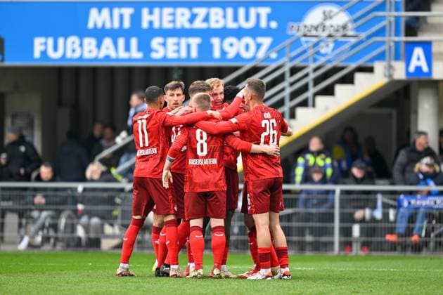 Paderborn, Home Deluxe Arena, 15.03.25, GER, Herren, 2.Bundesliga, Saison 2024-2025, SC Paderborn 07 - 1.FC Kaiserslautern Bild: Ragnar ACHE (Kaiserslautern) jubelt nach seinem Tor zum 3:3 Only for editorial use! DFL regulations prohibit any use of photographs as image sequences and or quasi-video. NRW Deutschland