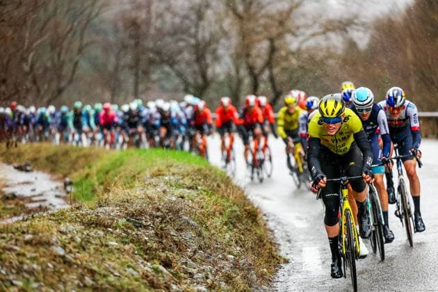 Italian Edoardo Affini of Team Visma-Lease a Bike pictured in action during stage seven of the 83th edition of the Paris-Nice cycling race, 147,8 km from Nice to Auron, France, Saturday 15 March 2025. DAVIDxPINTENS  x115004393x