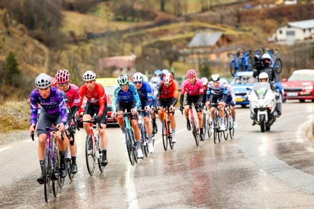 Australian Kelland O Brien of Team Jayco AIUIa pictured in action during stage seven of the 83th edition of the Paris-Nice cycling race, 147,8 km from Nice to Auron, France, Saturday 15 March 2025. DAVIDxPINTENS  x115005127x
