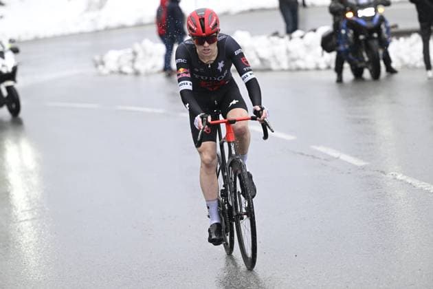 Paris - Nice 2025 - stage 7 AURON, FRANCE - MARCH 15 : Storer Michael (AUS) of Tudor Pro Cycling Team in action during stage 7 of the 83th edition of the Paris - Nice cycling race, a stage of 109,3km with start in Nice and finish at Auron on March 15, 2025 in Auron, France, 15 03 2025 ( Motordriver Kenny Verfaillie - Auron France  Copyright: xNicoxVereeckenx