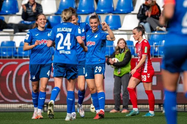 Google Pixel Frauen-Bundesliga, TSG Hoffenheim - 1. FC Köln; 15.03.2025 Jubel nach dem 3:1 durch Selina Cerci (TSG Hoffenheim, 29) Google Pixel Frauen-Bundesliga, TSG Hoffenheim - 1. FC Köln, am 15.03.2025 im Dietmar-Hopp-Stadion in Hoffenheim. DFB REGULATIONS PROHIBIT ANY USE OF PHOTOGRAPHS AS IMAGE SEQUENCES AND OR QUASI-VIDEO. Copyright: xBEAUTIFULxSPORTS Gelhardtx