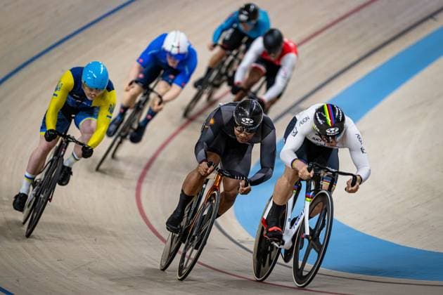 YUNG Tsun Ho, ESOW Esow, DEL MEDICO Fabio, YAMASAKI Kento, SAHROM Muhammad Shah Firdaus, PHILLIP Njisane, DENYSENKO Vladyslav: UCI Track cycling, Rad, Radsport, Bahnrad, Bahn Nations Cup Konya 2025 YUNG Tsun Ho ( HKG ) - Hong Kong - ESOW Esow ( IND ) - India - DEL MEDICO Fabio ( ITA ) - Italy - YAMASAKI Kento ( JPN ) - Japan - SAHROM Muhammad Shah Firdaus ( MAS ) - Malaysia - PHILLIP Njisane ( TTO ) - Trinidad and Tobago - DENYSENKO Vladyslav ( UKR ) Ukraine Querformat - quer - horizontal - Landscape - Event Veranstaltung: UCI Track Cycling Nations Cup 2025 - Category Kategorie: Cycling - Track Cycling Nations Cup - Elite Men - Location Ort: Asia - Turkey - Konya - Velodrom Konya - Discipline: Keirin - Distance: ... m - Date Datum: 15.03.2025 Saturday Day 2 -