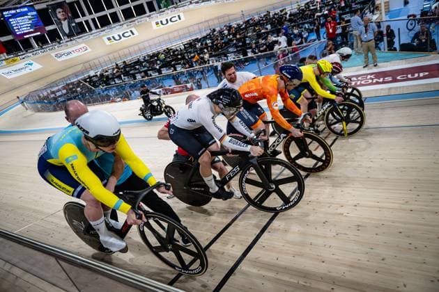VILAR Lucas Oscar, LEDINGHAM-HORN Harry, SPIEGEL Luca, CHUGAY Andrey, VADAPALAS Eimantas, VAN LOON Tijmen: UCI Track cycling, Rad, Radsport, Bahnrad, Bahn Nations Cup Konya 2025 VILAR Lucas Oscar ( ARG ) - Argentina - LEDINGHAM-HORN Harry ( GBR ) - Great Britain - SPIEGEL Luca ( GER ) Germany - CHUGAY Andrey ( KAZ ) - Kazakhstan - VADAPALAS Eimantas (LTU ) - Lithuania - VAN LOON Tijmen ( NED ) Netherlands Querformat - quer - horizontal - Landscape - Event Veranstaltung: UCI Track Cycling Nations Cup 2025 - Category Kategorie: Cycling - Track Cycling Nations Cup - Elite Men - Location Ort: Asia - Turkey - Konya - Velodrom Konya - Discipline: Keirin - Distance: ... m - Date Datum: 15.03.2025 Saturday Day 2 -