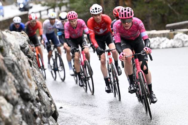 Paris - Nice 2025 - stage 7 AURON, FRANCE - MARCH 15 : Steinhauser Georg (GER) of Ef Education - Easypost leading the escape pack during stage 7 of the 83th edition of the Paris - Nice cycling race, a stage of 109,3km with start in Nice and finish at Auron on March 15, 2025 in Auron, France, 15 03 2025 ( Motordriver Kenny Verfaillie - Auron France  Copyright: xNicoxVereeckenx