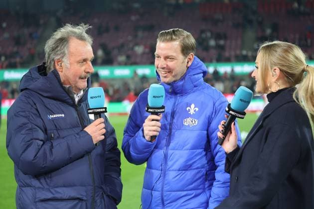 TV-Experte Peter Neururer, Darmstadt-Coach Florian Kohfeldt, GER, 1. FC Koeln vs. SV Darmstadt 98, 2. Fussball-Bundesliga, 26. Spieltag, Saison 2024 2025, 15.03.2025, DFL REGULATIONS PROHIBIT ANY USE OF PHOTOGRAPHS AS IMAGE SEQUENCES AND OR QUASI-VIDEO, GER, 1. FC Koeln vs. SV Darmstadt 98, 2. Fussball-Bundesliga, 26. Spieltag, Saison 2024 2025, 15.03.2025, Koeln