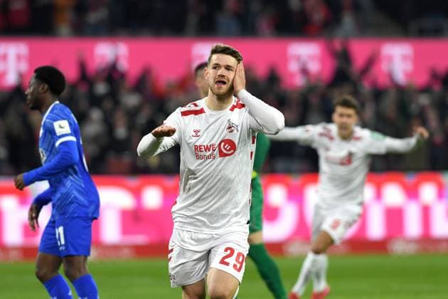 Jan Thielmann (1. FC Koeln) Torjubel, jubelt nach seinem Treffer zum 1:0 waehrend des Spiels der 2. Bundesliga zwischen 1. FC Köln und SV Darmstadt 98 im RheinEnergieStadion am 15. March 2025 in Köln, Deutschland. (Foto von Ralf Treese DeFodi Images) +++ Jan Thielmann (1. FC Koeln) celebrates after scoring his team™s first goal during the 2. Bundesliga match between 1. FC Köln and SV Darmstadt 98 at RheinEnergieStadion on March 15, 2025 in Cologne, Germany. (Photo by Ralf Treese DeFodi Images) DFB DFL REGULATIONS PROHIBIT ANY USE OF PHOTOGRAPHS AS IMAGE SEQUENCES AND OR QUASI-VIDEO. (Photo by Ralf Treese DeFodi Images)
