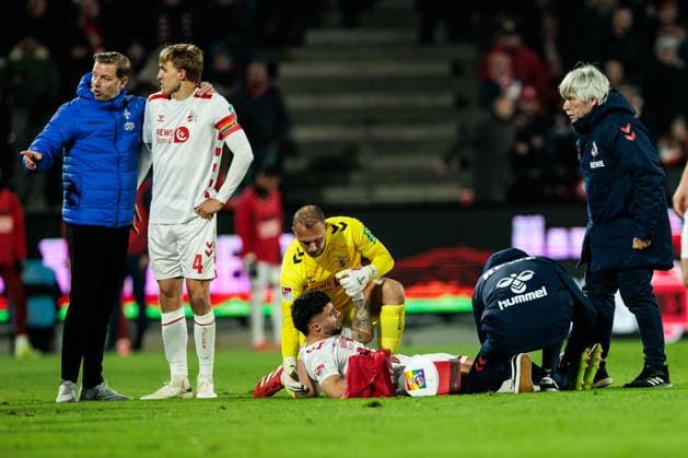 RECORD DATE NOT STATED 2. Fußball Bundesliga: 1. FC Köln - SV Darmstadt 98; 15.03.2025 Jusuf Gazibegovic (1. FC Köln, 25) muss behandelt und verletzt ausgewechselt werden 2. Fußball Bundesliga, 1. FC Köln - SV Darmstadt 98, Köln, Rheinenergiestadion am 15.03.2025 DFL REGULATIONS PROHIBIT ANY USE OF PHOTOGRAPHS AS IMAGE SEQUENCES AND OR QUASI-VIDEO.