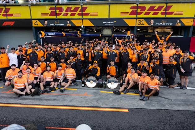 F1 - AUSTRALIAN GRAND PRIX 2025 McLaren F1 Team celebration during the Formula 1 Louis Vuitton Australian Grand Prix 2025, 1st round of the 2025 FIA Formula One World Championship, WM, Weltmeisterschaft from March 14 to 16, 2025 on the Albert Park Grand Prix Circuit, in Melbourne, Australia -  Copyright: xJoaoxFilipex